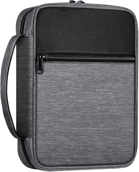 FINPAC Bible Cover Small Size Church Study Book Carrying Bag, Bible Protective Case with Handle Zippered Pocket for Men Women