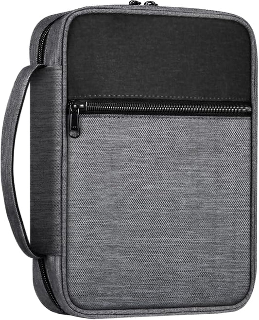 FINPAC Bible Cover Small Size Church Study Book Carrying Bag, Bible Protective Case with Handle Zippered Pocket for Men Women