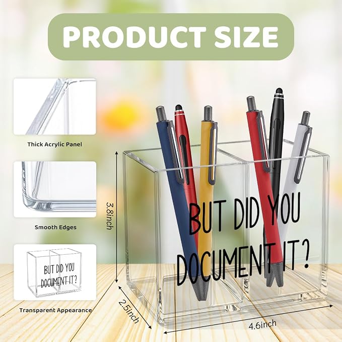 But Did You Document It Acrylic Cosmetic Pencil Pen Holder Funny Office Pen Holder Cup Gifts for Women Men Colleague Boss Decor for Home Office Desk Accessories