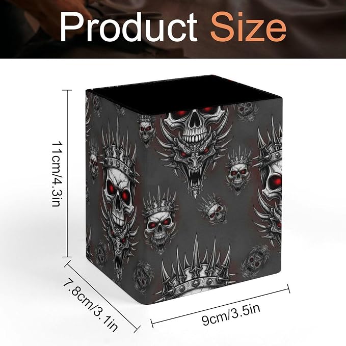 Men's Fashion Pencil Pen Holder Cup, Waterproof Office Supplies, Waterproof Multifunctional Office Supplies King Cool Skull Dragon Tattoo Art