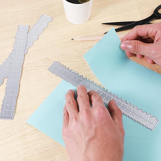 JJUNW 3 Pcs Deckle Edge Ruler Carbon Steel Metal Paper Tearing Ruler Craft Ruler for Cutting Paper to Wavy Line Jagged and Irregular Edges for School Office Architect and Drawing