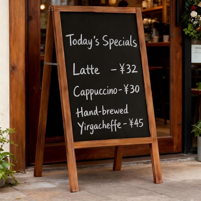A-Frame Chalkboard Sign Large 40" x 20" Double-Sided Outdoor Foldable Blackboard Magnetic Wooden Sidewalk Signs Standing Board for Cafes & Events
