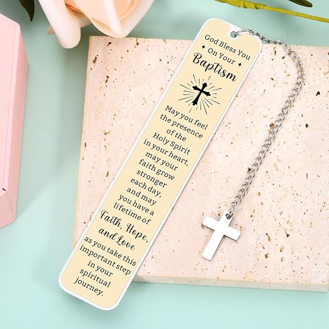 Adult Baptism Gifts for Women Men, Catholic Baptism Gifts for Teen Girls Boys, Cross Baptism Bookmark, First Communion Gift for Teens, Christening Confirmation Gift for Kids, Easter Basket Stuffers