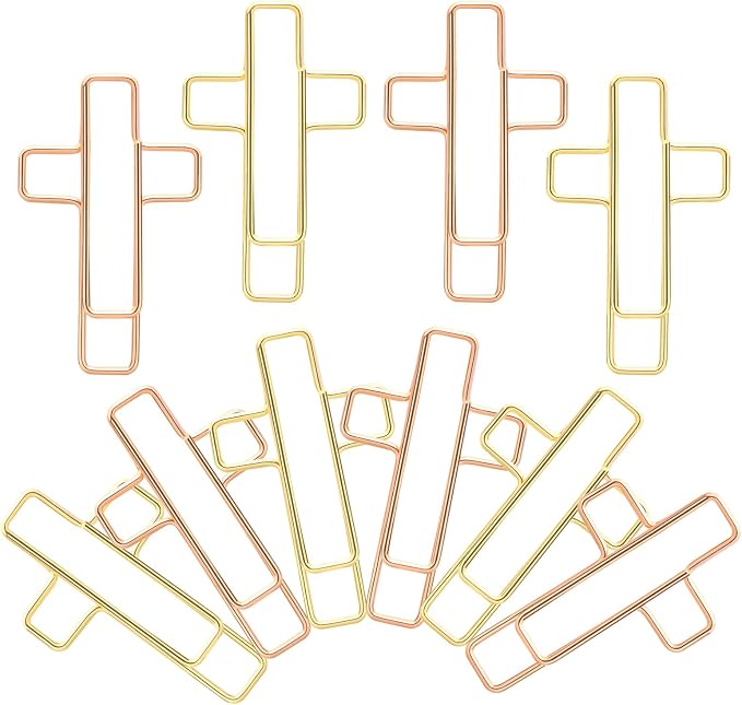 MIDELONG Cross Paper Clips - Gold & Rose Gold, Bible & Journaling Clips, 20 Pcs