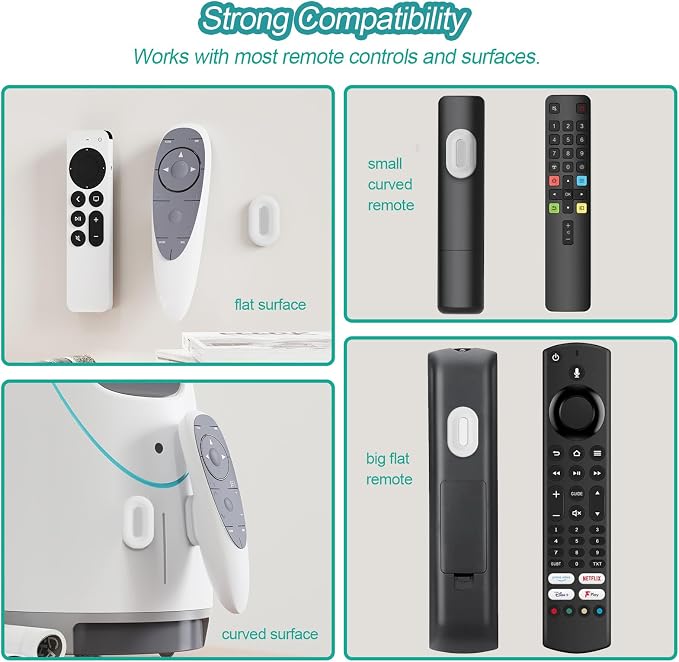 Freewindo Magnetic Remote Control Holder Wall Mount, 5 Pack TV Remote Holder Wall Mount, Silicone Remote Organizer Magnetic Remote Holder for Bed, TV, Ceiling Fan and Air Conditioner (White)