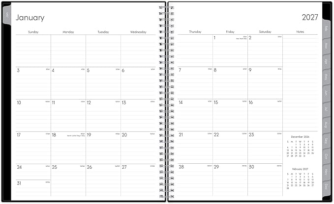 Blue Sky 2027 Weekly and Monthly Planner Calendar, Includes January 2027 - December 2027, 8.5" x 11", Flexible Cover, Wirebound, Laminated Tabs, Storage Pocket, Enterprise