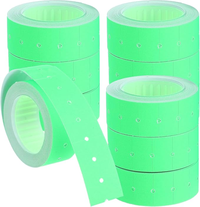 5000pcs Fluorescent Green Adhesive Price Tag Roll 10 Rolls Self-Adhesive Price Labels for Retail Sale and Manual Labeling Machine Use