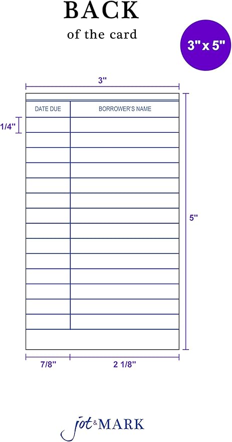 Jot & Mark Library Kit with 100 Book Card Pockets and Catalog Checkout Cards | Perfect for creating School Classroom, Church, Social Group and Personal Libraries