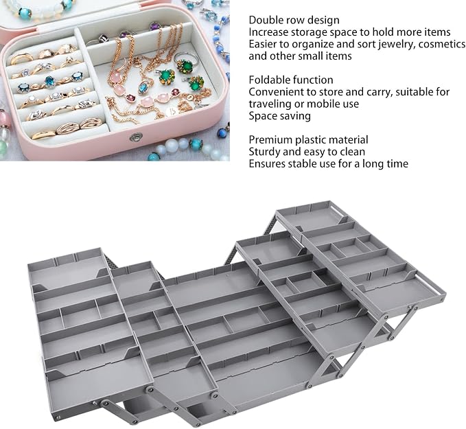 AMAKO Expandable Drawer Organizer Tray: 3 Tier Drawer Organizer Tray Double Row Multi Level Drawer Storage Solution for Makeup Jewelry CosmeticsUtensils Office Supplies