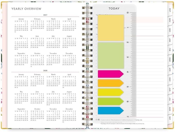 Blue Sky 15 Month 2027 Weekly and Monthly Planner Calendar, October 2026 - December 2027, 5" x 8", Hard Cover, Durable Twin Wire Binding, Laminated Tabs, Storage Pocket, Includes Snap-In Bookmark, Ruler, & Stickers, Londonberry