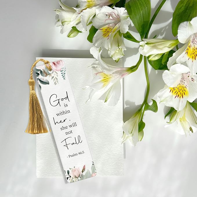 AFRITEE Blank Acrylic Bookmark Stickers - 24 Sheets Bible Inspirational Quotes UV DTF Sticker for Blank Bookmark, Christian Flowers Rub on Transfer Decals DIY Bookmarks Decoration Gift for Book Lover