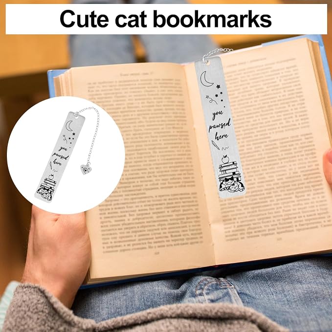 Cat Bookmark for Women Men, Cute Metal Sleeping Cat Book Mark Bookmark Reading Accessories for Friends Readers Club Book Lover Gift