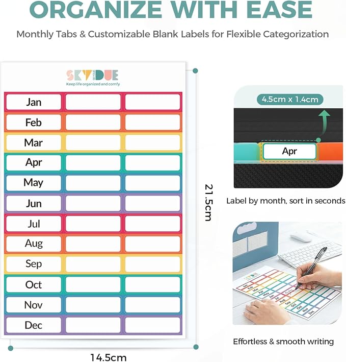 SKYDUE Accordion File Organizer, Expanding File Folder with 13 Pockets, Portable Document Paper Bill Receipt Organizer for Desk, Home School Office Supplies, Letter A4 Size Black