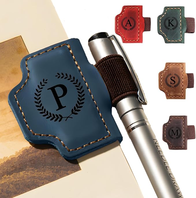 MOTEERLLU Custom Magnetic Bookmarks for Women Men, Leather Book Marker Gifts for Book Lovers, Readers, Teachers, Mom, Personalized Initial Bookmark Holder Page Marker for Reading