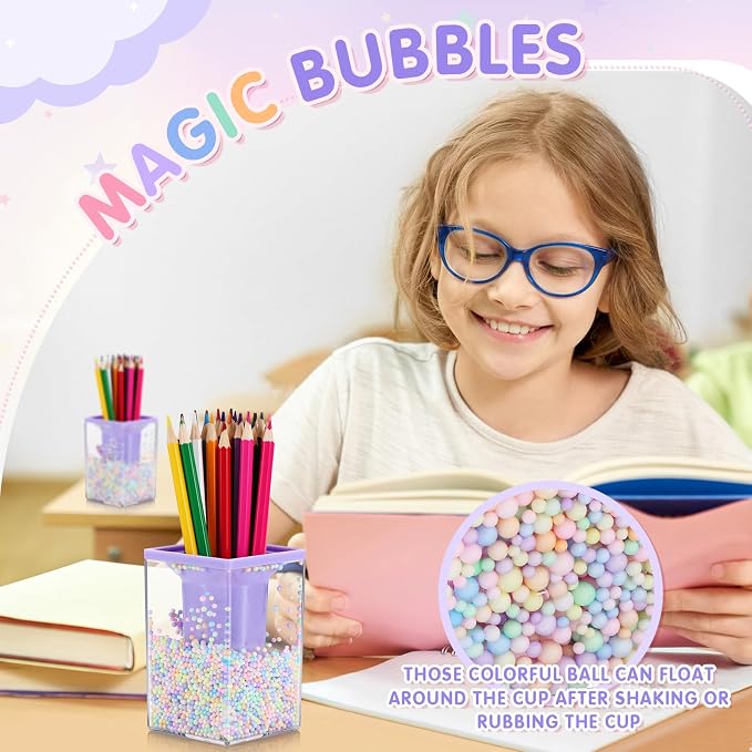 Zonon 2 Pieces Bubble Pen Holder for Desk Cute Makeup Brush Organizer & Pencil Holder with a Playful Sphere Design, Kawaii Desktop Accessories for Women, Office & School(Purple)