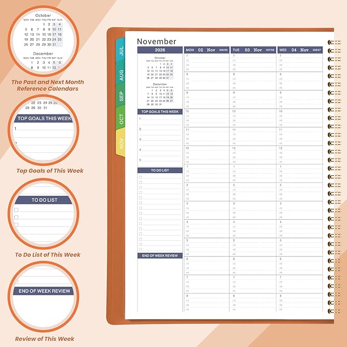 2026-2027 Weekly Appointment Book - Jul. 2026 - Jun. 2027, Daily Hourly Planner 2026-2027, 8.5" x 11", 15-Minute Interval, 12 Monthly Tabs, Flexible Soft Cover