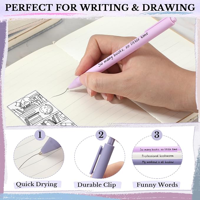 Spakon 7 Pcs Book Lovers Gifts for Readers Bookish Book Annotation Kit Aesthetic Pastel Highlighters No Bleed Gel Pens Reading Tabs Bookmark for Women Library Student Bible(Purple Series)