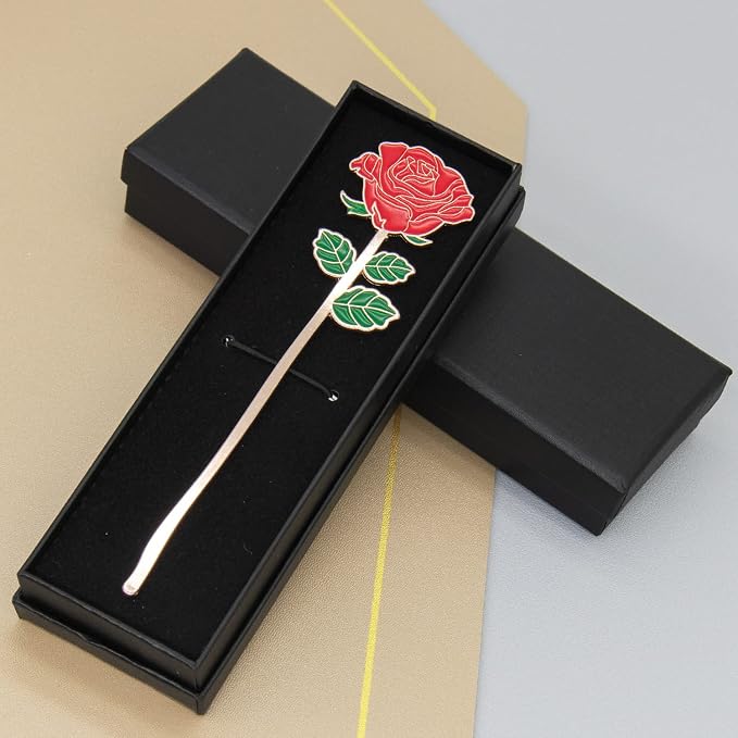 Metal Red Rose Bookmark Gift, Bookmarks for Women Mother's Day, Girlfriend and Friend Graduation, Teacher's Day, Thanksgiving, Cute Bookmarks GiftFor Book Lovers