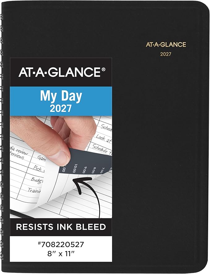 AT-A-GLANCE 2027 Appointment Book Planner, Daily Group Planner, 8" x 11", Four Person, Quarter-Hour, Black (708220527)