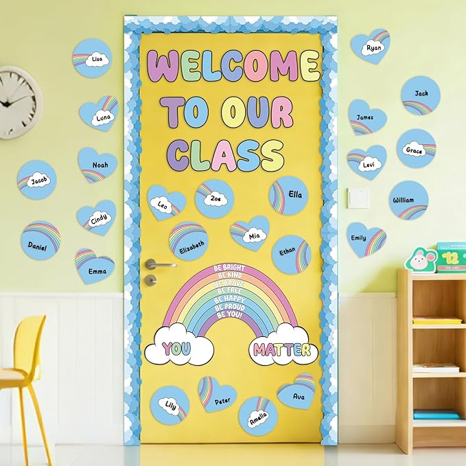 Summer Rainbow Bulletin Board Set Back to School Classroom Decoration Positive Affirmation Bulletin Board Inspirational Rainbow Cutouts for First Day of School Home Chalkboard Wall Door Decor