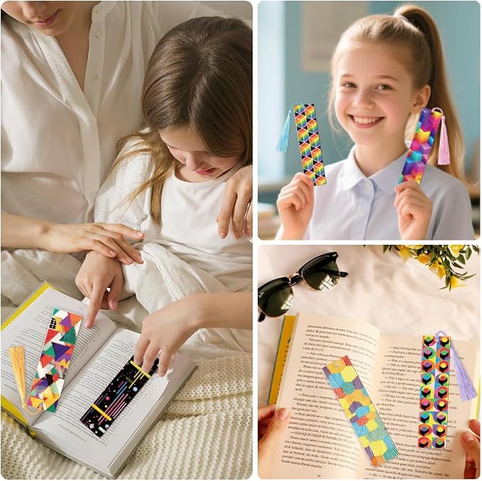 Peacoblue 30pcs UV DTF Bookmarks Transfer Stickers Wraps Color Cube Stack for Women Men Reading, Waterproof Bookmarkers Decal(No Blank Bookmarks) for Acrylic Plastic Metal Blank Bookmark