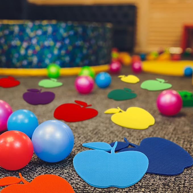 Ireer 48 Pcs 5'' Carpet Markers Spots Apple Shape Carpet Dots for Classroom 8 Colors Floor Dots for Classroom Preschool Kindergarten Daycare Teachers Students Elementary School Supplies