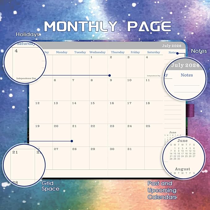 2026-2029 Pocket Planner/Calendar - 3 Year Monthly Planner 2026-2029 from July 2026 - June 2029(36 Months), 3.8" x 6.3", Inner Pocket, Pen Holder & Elastic Closure - Colorful