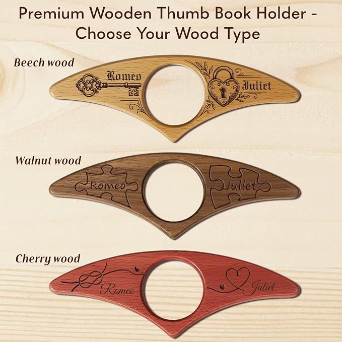 Custom Book Page Holder, Thumb Book Page Holder, Personalized Wooden Page Holder for Reading, Gifts for Book Lovers Teachers Appreciation Gifts on Birthday (Lovers Style)