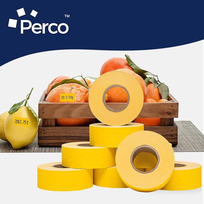 Perco 1 Line Yellow Labels - 80 Rolls, 10 Sleeves, 80,000 Blank Price and Date Gun Labels for Perco Lite, X, Plus and Pro 1 Line Price and Date Guns - Made in USA