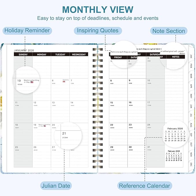 2026 Planner, Weekly and Monthly Calendar Academic Planner, Jan 2026 - Dec 2026, Planning Agenda Book for Desk Accessories and School Supplies - A5 (6.3'' x 8.5'')