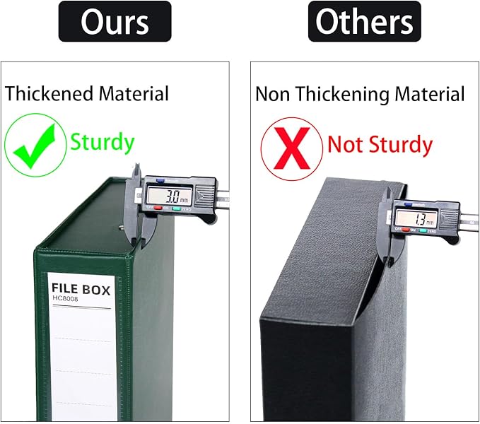6 Pack Foldable Plastic Box Files A4 with Metal Clip,65mm Spine,Document Archive Folders for Office（Green）