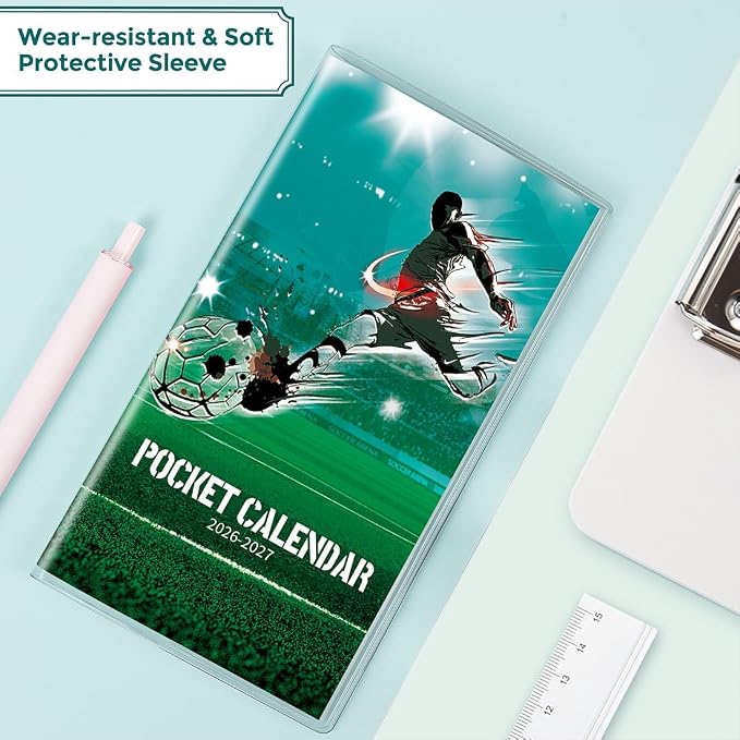 SKYDUE Pocket Calendar 2026-2027, Pocket Monthly Planner Jan 2026 - Dec 2027 for Purse, 6.7" X 3.7" 24-Month Small Planner, Academic Year Calendar, Compact Design with Plastic Sleeve
