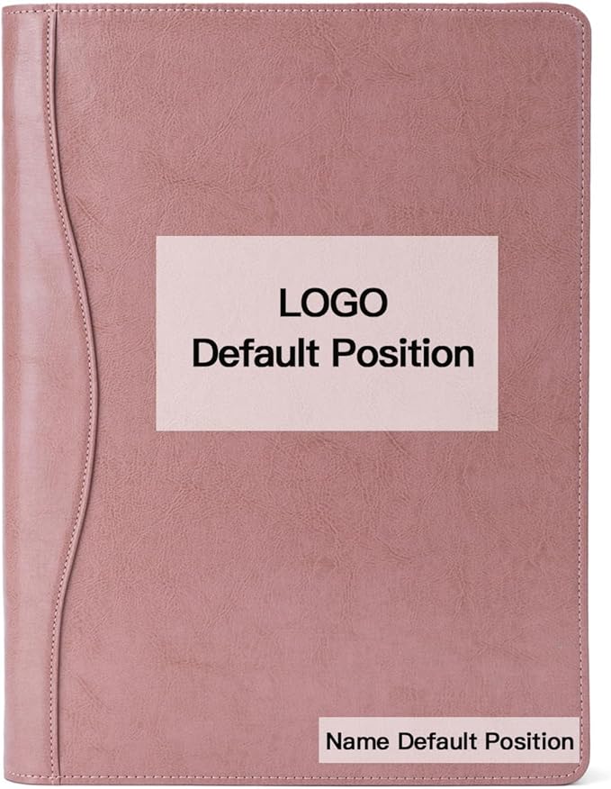 Personalized Vegan Leather 3 Ring Binder, Custom 8.5 x 11 Letter Size Folio with Pen Holder, Soft Notebook Portfolio Cover, Notepad Padfolio Organizer for Meeting, Pink