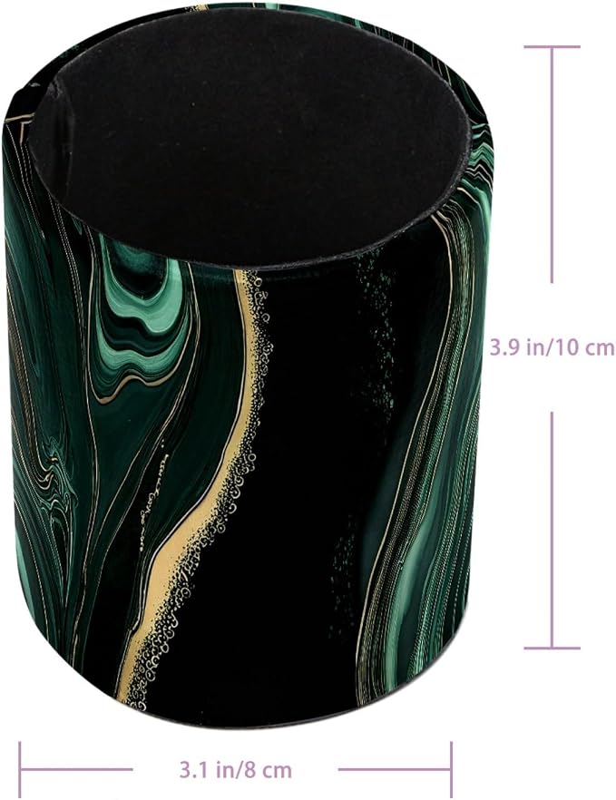 Leather Pen Holder for Desk, Green Marble Makeup Brushes Holder Pencil Cup Multifunctional Desktop Organizer Caddy for Home School Office Desk Accessories