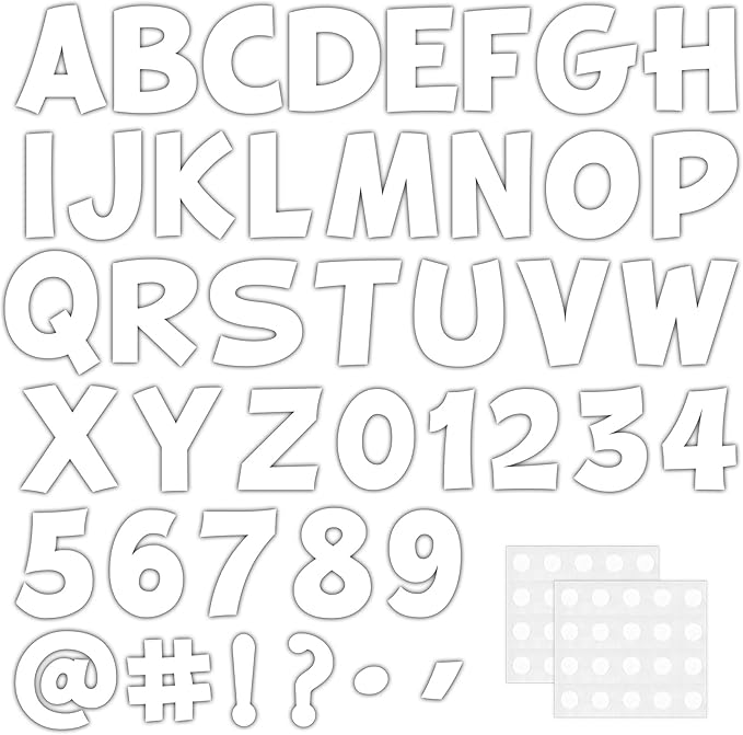 270Pcs 3In Bulletin Board Paper Letters and Numbers, Capital Letters, Numbers, Punctuation Card Stock Punch Out Letter for Classroom Poster Bulletin Board Window Door Home Decor Mailbox Sign, White
