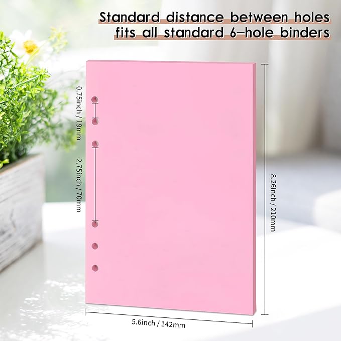 Blank Refill Paper, A5 Planner Inserts,Colorful Unruled Pages for Size 6-Ring Binder, 5-color 120 GSM Thick Loose Leaf Paper,50 Sheets/100 Pages (50, A5-BLANK)