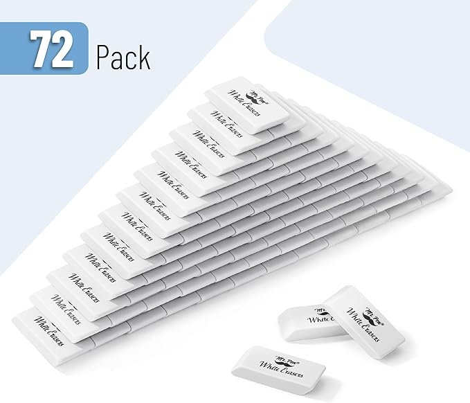 Mr. Pen- White Pencil Eraser, 72 Pack, Large Latex Free Block Erasers Bulk for School, Office, Art Sketching, Homework, Exams, Clean Smudge-Free Correction