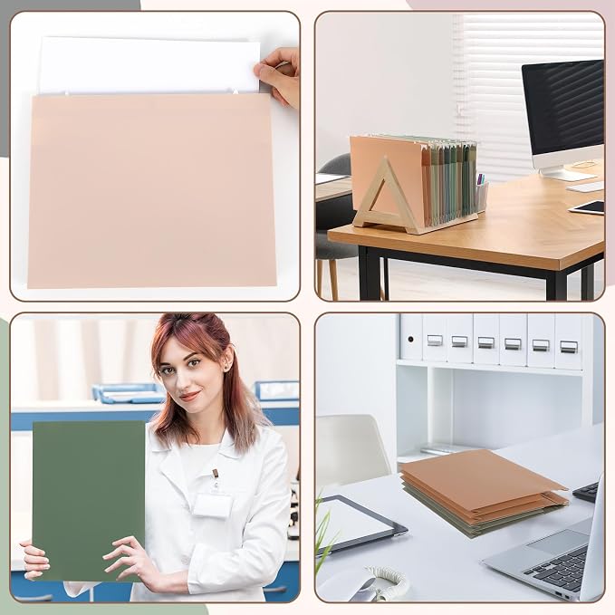 8Pack Plastic 4" Expanding Extra Capacity Hanging File Folder Heavy Duty Letter Size 11.8 x 9.4 inches Filing Cabinet Organizer Accordian Pocket for Legal Office Files Document (Morandi)