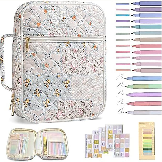 MATMO Bible Bag Cover Case for Women Bible Carrying Bag with Handles Bible Study Supplies & Accessories Christian Gifts for Women (Flower)