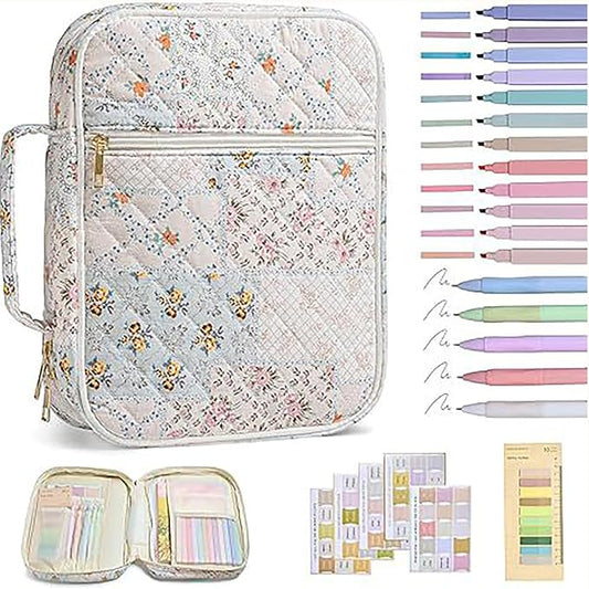 MATMO Bible Bag Cover Case for Women Bible Carrying Bag with Handles Bible Study Supplies & Accessories Christian Gifts for Women (Flower)