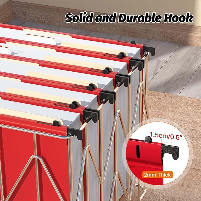 Shutex Extra Capacity Plastic Hanging File Folders,12 Pack Reinforced Hang Folders,Heavy Duty 2 Inch Expansion,Plastic Filing Cabinet Folders,Letter Size,for Bulk Files, Medical Charts,Red