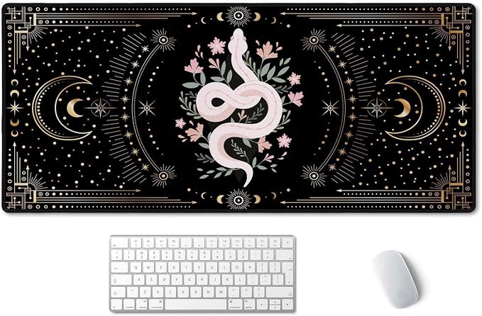 SSOIU Large Mouse Pad, Boho Snake Witch Desk Mat for Desktop, Women Girls Waterproof Gaming Mousepad, Moon Phases Computer PC Laptop Protector Writing Pads for School Office Home 35.5" x 15.7"