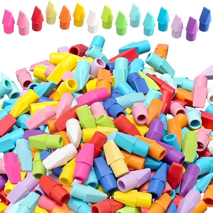 800 Pcs Pencil Top Erasers Bulk 15 Assorted Colors Pencil Cap Erasers Pencils Eraser Toppers for Writing, Home Office Supplies, Party Favor Bags, Game Prize Giveaways