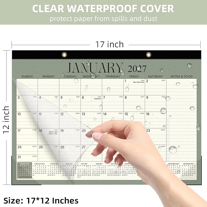 Tcamp Desk Calendar 2026-2027, 18-Month Desktop Calendar from July 2026 to December 2027, Large 17" x 12" Monthly Desktop & Wall Calendar for Home Office