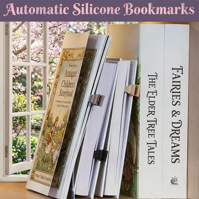 Book Marks for Reading, 3 Pack Silicone Automatic Bookmarks Clips, Book Markers Page Holder Tracker, Book Lover Gifts, Book Club Bookish Office Gifts for Teachers, Readers, Women, Men, Kids