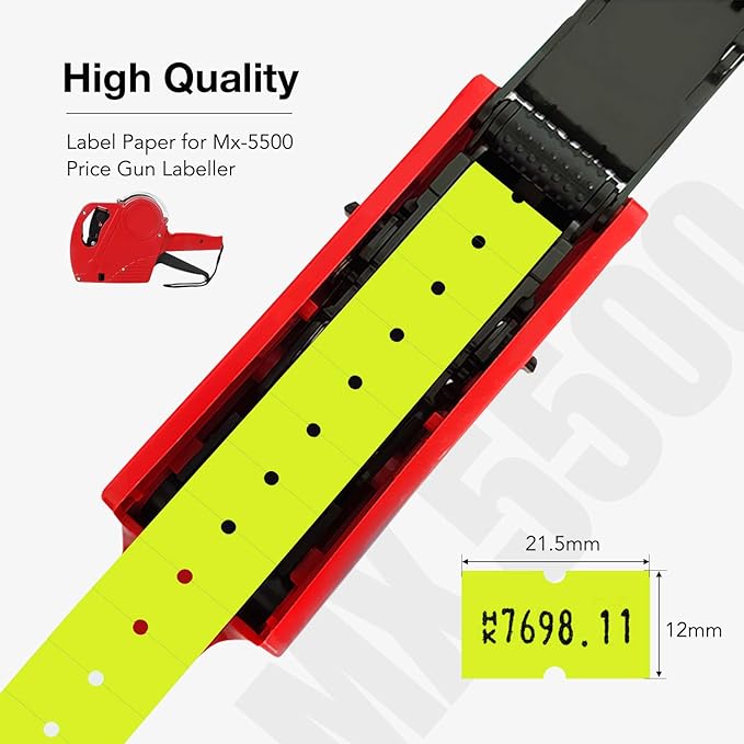 30 Rolls 15000 Price Gun Labels for Mx-5500 White Price Marker Stickers, Super Sticky Label Paper Tag Labels (Yellow)