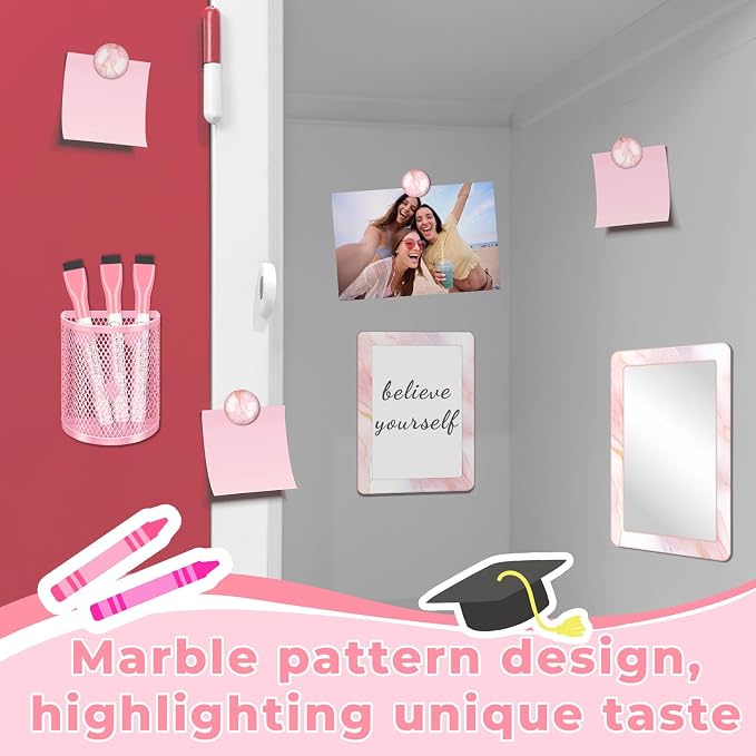 Denylo pro Pink Magnetic Locker Marble Theme Accessories Kit Include Back to School Essentials for Back to School Decorations Office Supplies