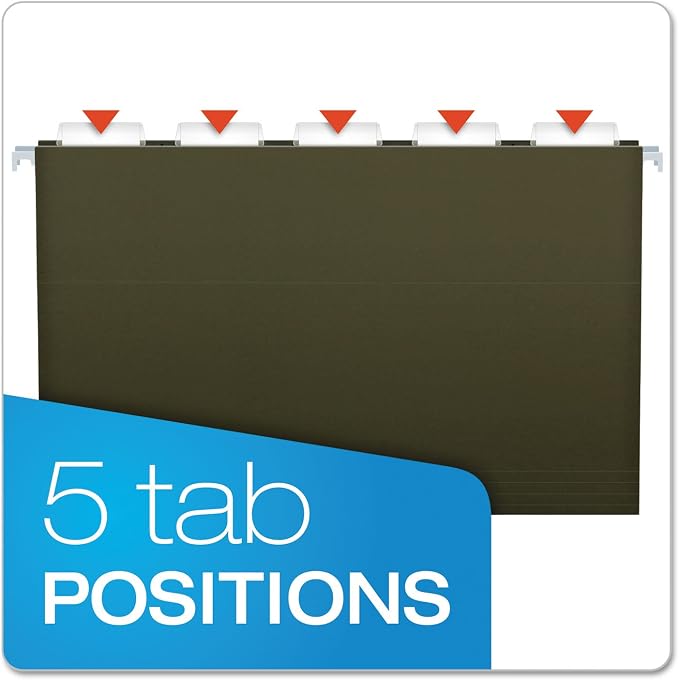Pendaflex Products - Pendaflex - Hanging File Folders, 1/5 Tab, Legal, Standard Green, 25/Box - Sold As 1 Box - Crimped steel hanging rods for extra durability. - Lighter interior helps ensure documents go into the correct file. - 11 pt. stock. - Inclu...