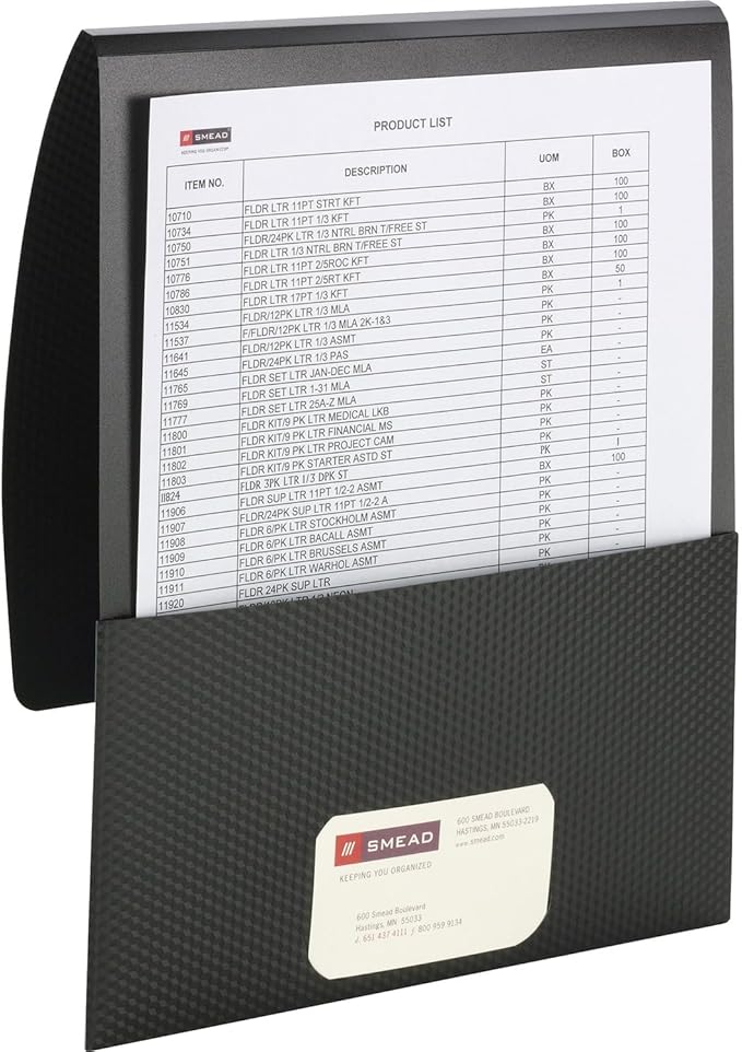 Smead Organized Up Poly Stackit Folders, Letter Size, Black, 5 per Pack (87805)