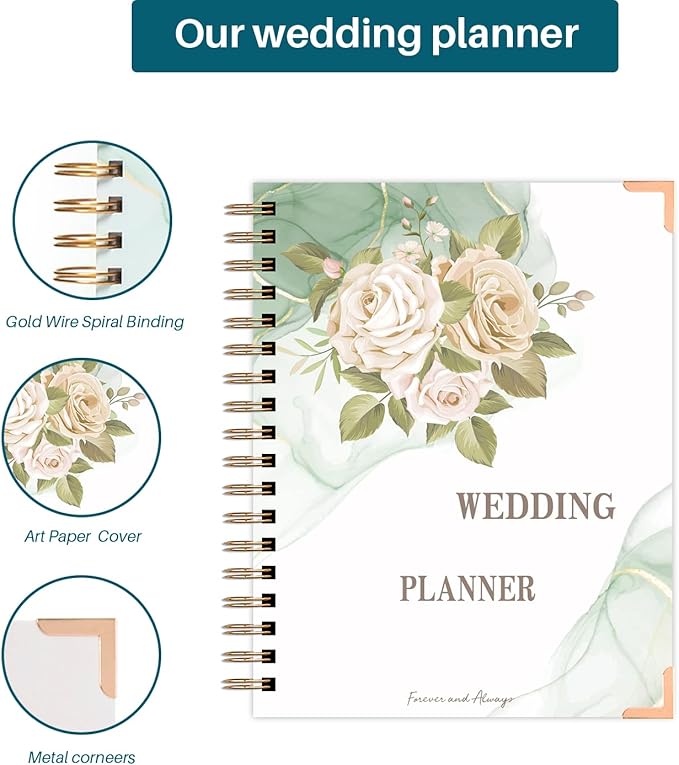 Wedding Planner - Wedding Planner Book and Organizer for the Bride, Wedding Planner Book Unique Engagement Gift for Newly Engaged Couples - Hardcover Bridal Planning Wedding Notebook 11" x 9"